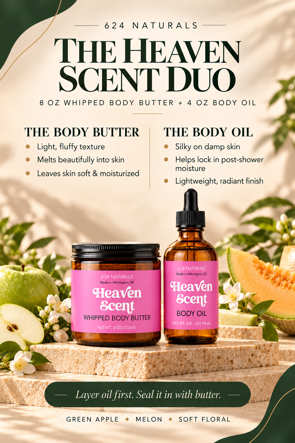 Heaven Scent Whipped Body Butter + Argan Oil Set